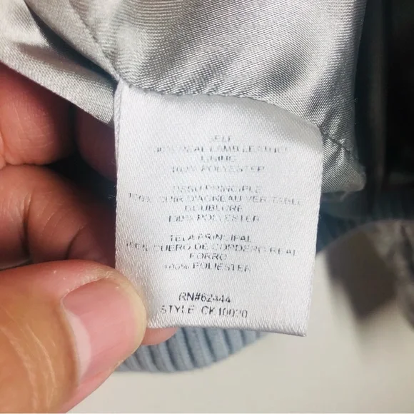 Nicole Miller Artelier Silver Quilted Lamb Leather Bomber Jacket Small - Picture 7 of 9